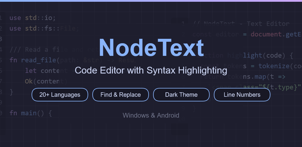 NodeText Code Editor Screenshot