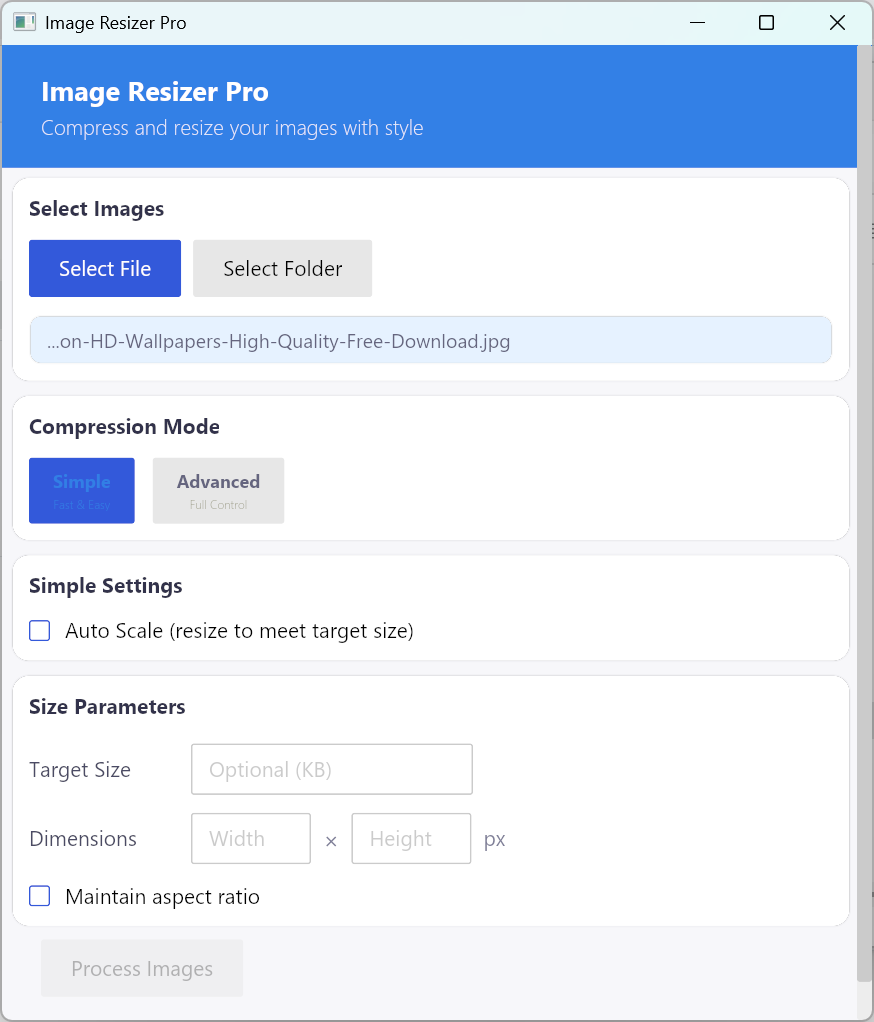 Smart Image Compression Tool Screenshot