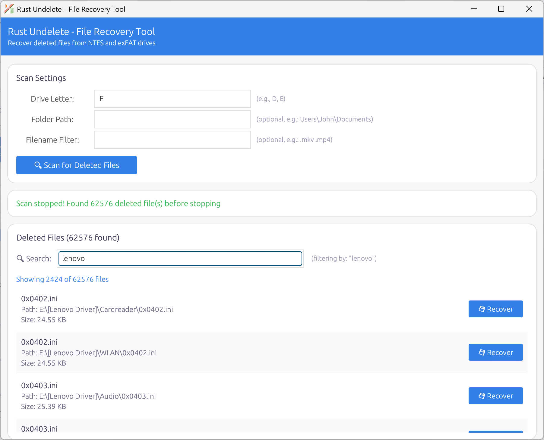 Professional File Recovery Utility Screenshot